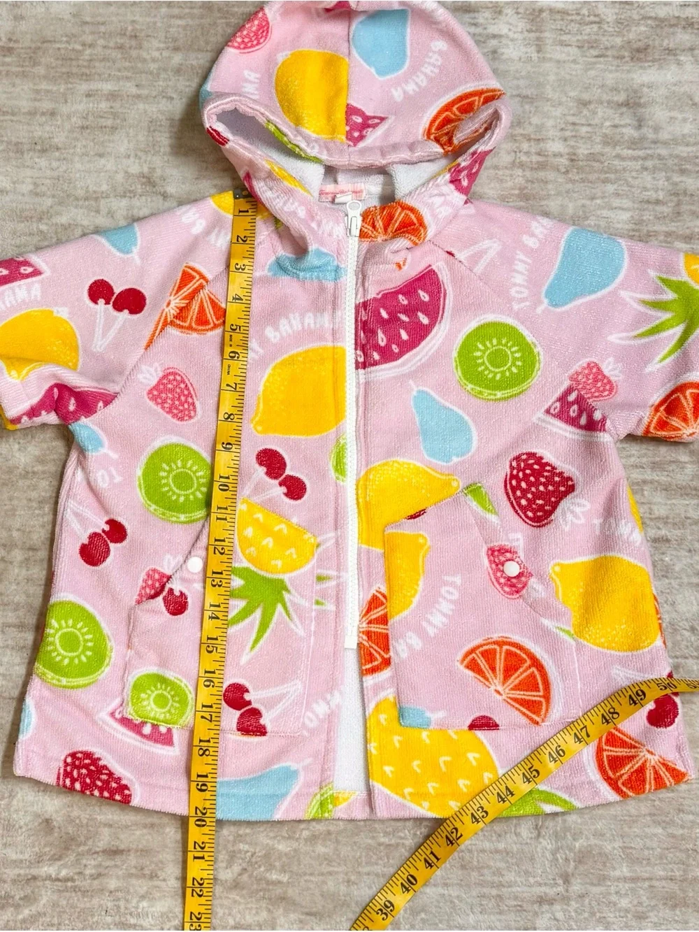 Tommy Bahama Kids Girls Small 3-6 Terry Cloth Swimsuit Cover up Towel Fruit Trop